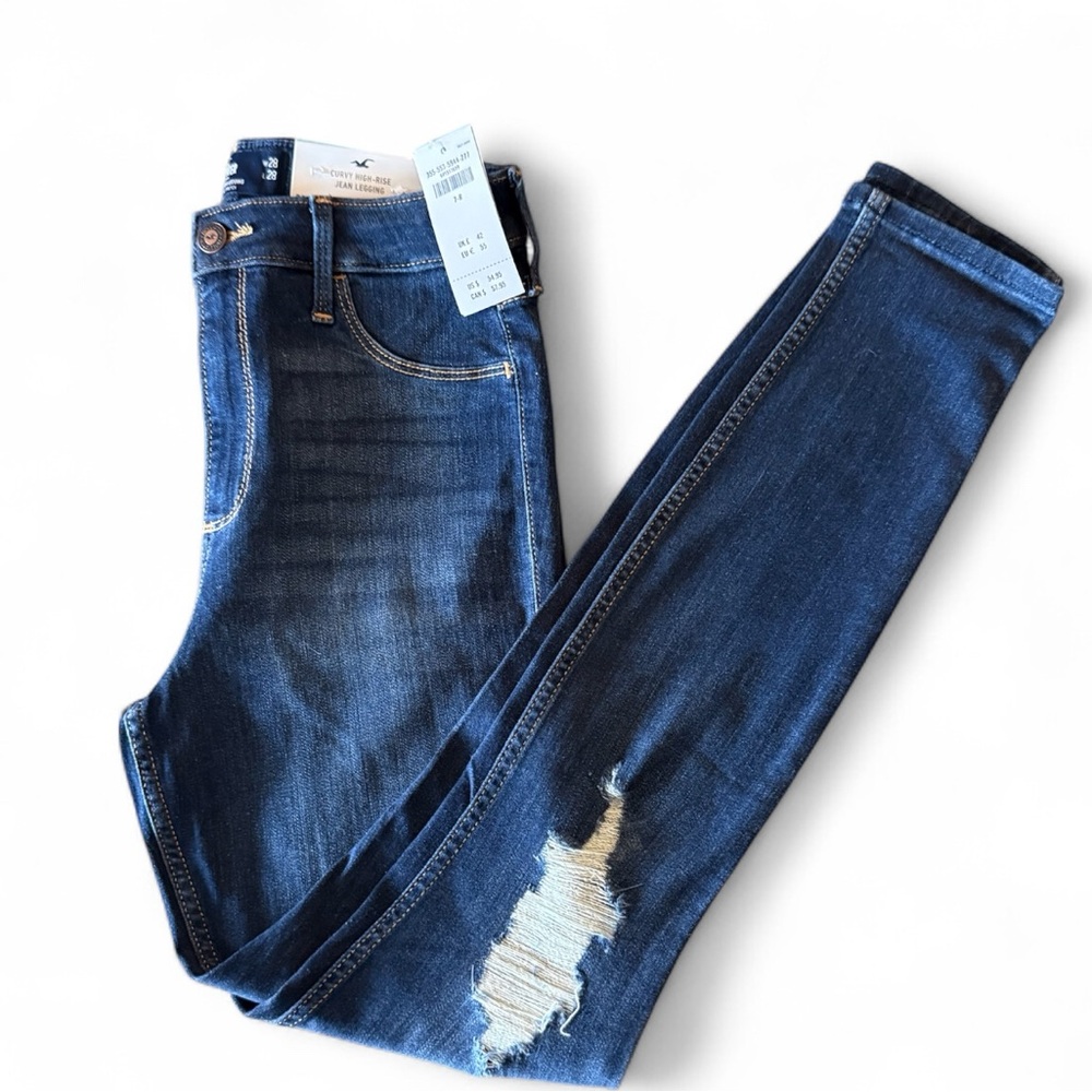NWT Hollister Curvy High-Rise Ripped Jean Leggings W28 L28 7R